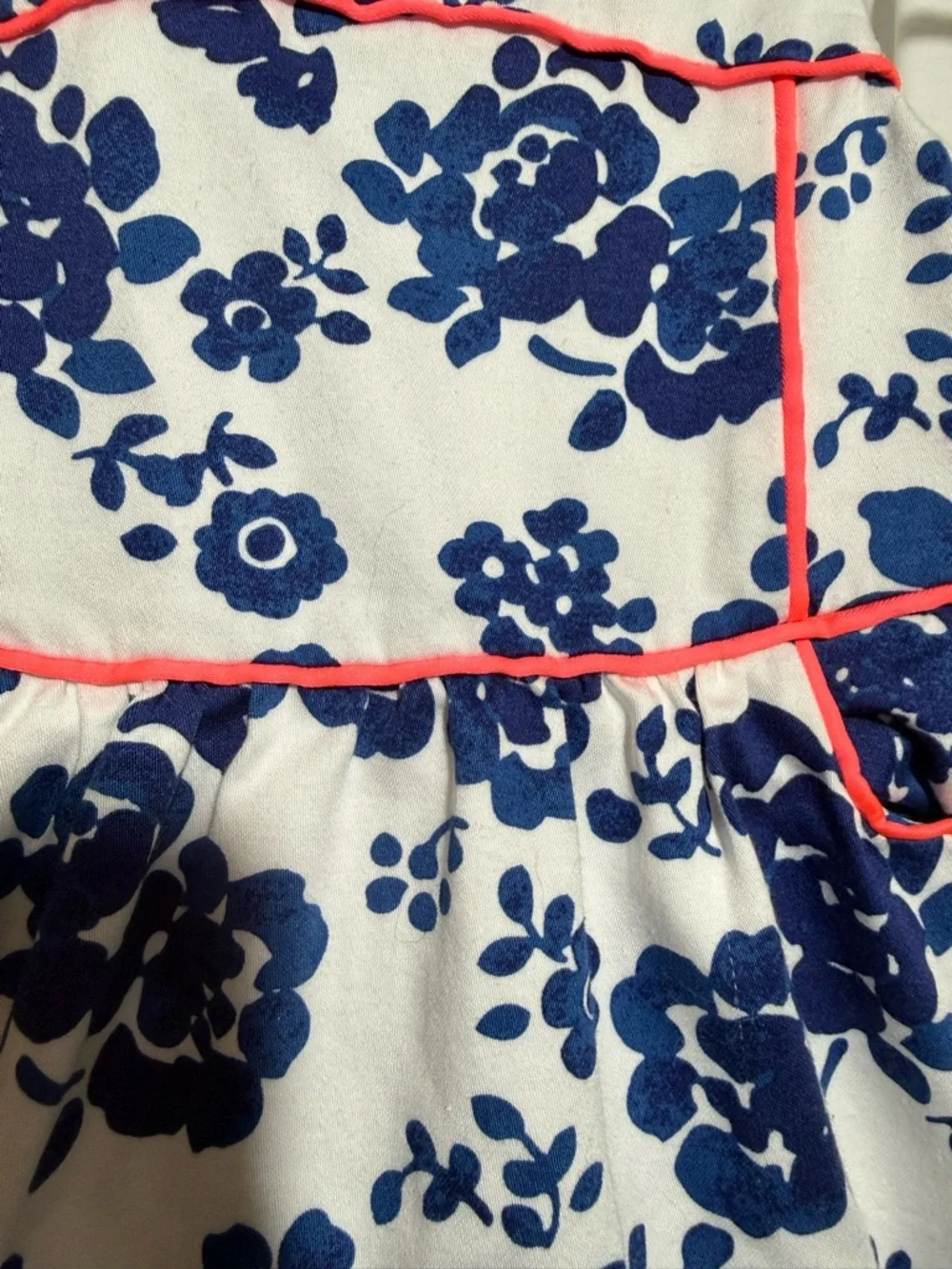 Janie and Jack Navy Floral Girls Dress with Coral Trim NWOT